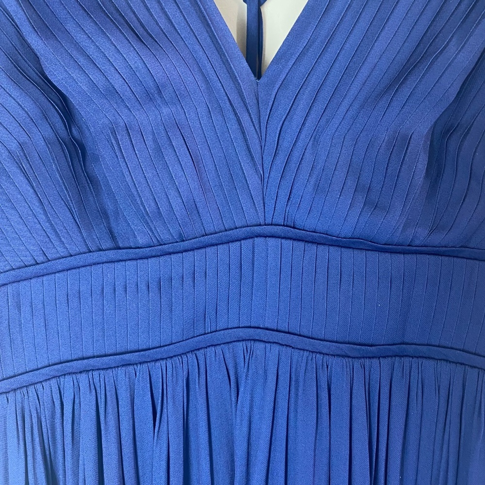 HALSON HERITAGE V-Neck Long Flowy Dress Evening Gown in Blue Size 2 - Picture 8 of 11